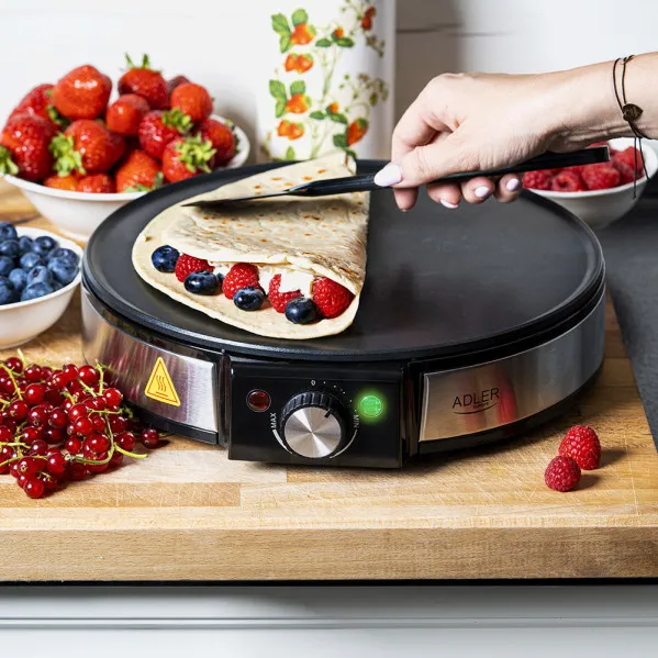 Crepera Antiadherente 1600w 30d C/accesorios  Para Untar Y Volear Tortitas/tortillas