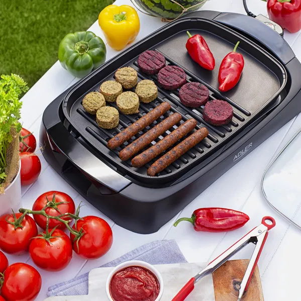 Grill Parrilla Electrica 3000w Reg.temperatura,antiadherente C/tapa De Vidrio Y Espatula 12x51x32 Cm