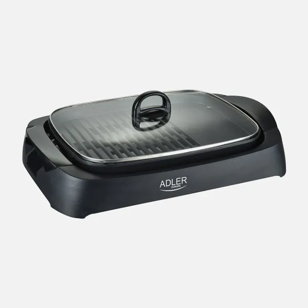 Grill Parrilla Electrica 3000w Reg.temperatura,antiadherente C/tapa De Vidrio Y Espatula 12x51x32 Cm