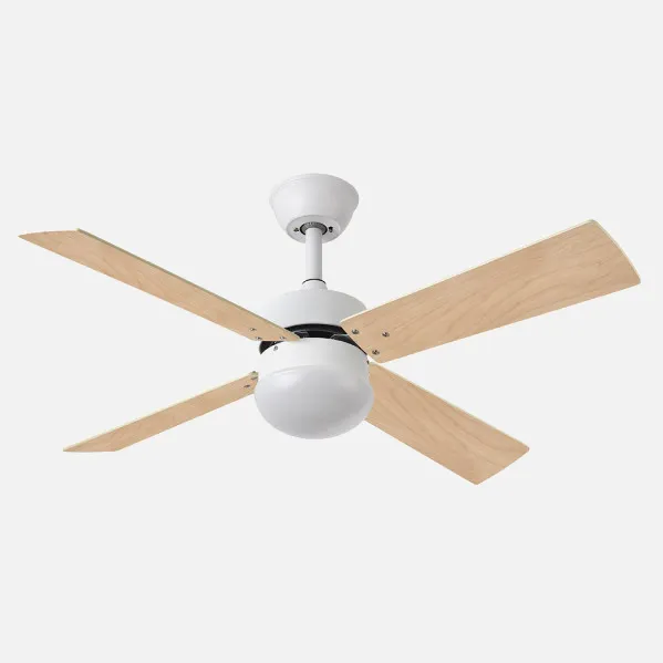 Ventilador Dc Sofia 2xe27 Blanco 4 Aspas Rev.Blanca/haya 40x107d C/remoto Temporizador