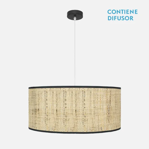 Colgante Natasha 3xe27 Negro/cañizo Regx60x60 Cm