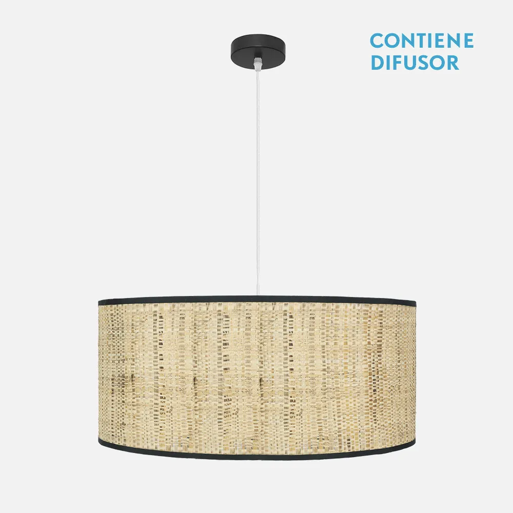 189996009 - Colgante Natasha 3xe27 Negro/cañizo Regx60x60 Cm
