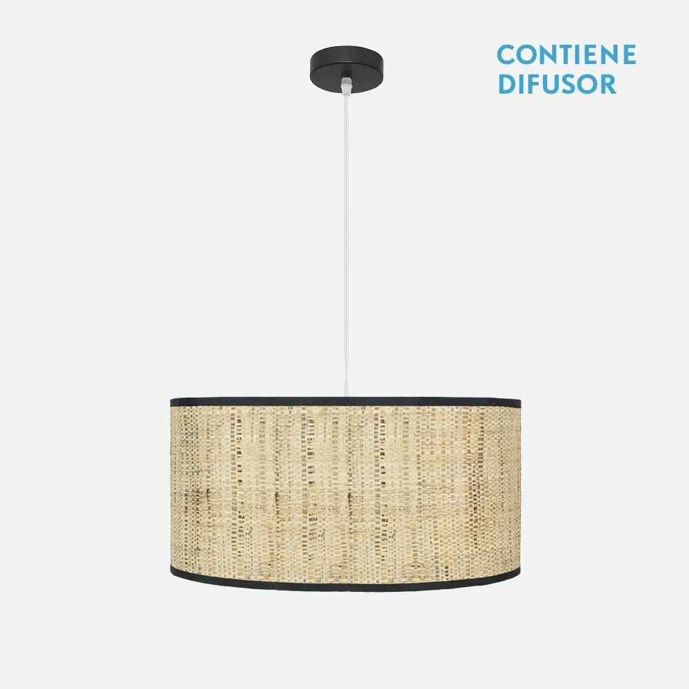 189995009 - Colgante Natasha 2xe27 Negro/cañizo Regx50x50 Cm