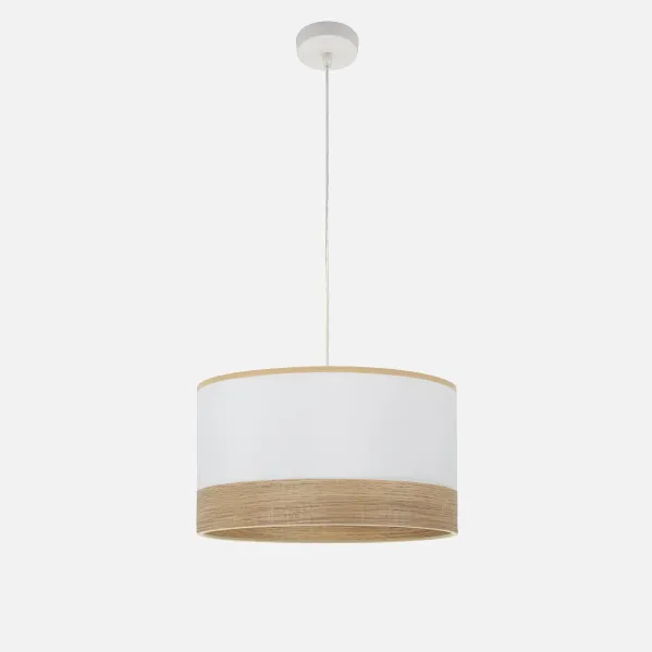 Pendant Light Olga 1xe27 White/White-Light Wood Regx40x40 Cm