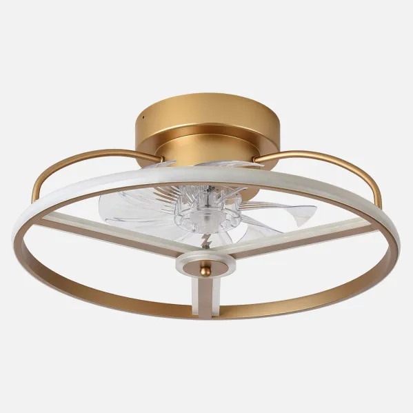 Ventilador Dc Anuska 60w Blanco/oro-oro 70d 8 Aspas 6 Veloc. 5100lm 3 Colores Remoto,memoria,Reg.Intensidad,temporizador