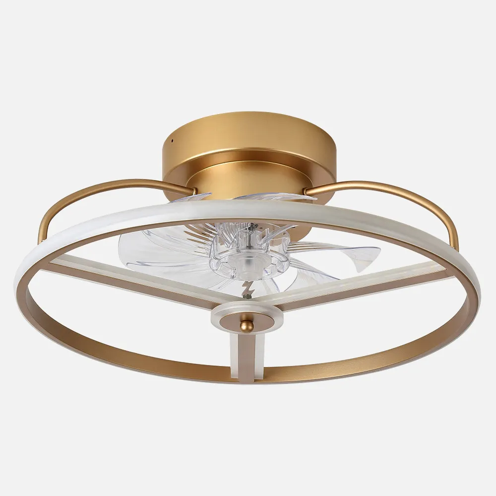 Ventilador Dc Anuska 60w Blanco/oro-oro 70d 8 Aspas 6 Veloc. 5100lm 3 Colores Remoto,memoria,Reg.Intensidad,temporizador