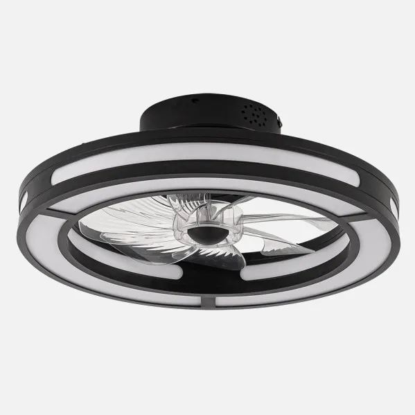 Ventilador Dc 58w Anastasia Negro/plata 8 Aspas 60d 5900lm 6 Vel. 3 Colores Remoto,memoria,temporizador