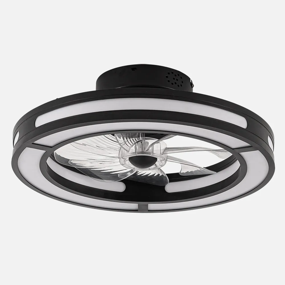 Ventilador Dc 58w Anastasia Negro/plata 8 Aspas 60d 5900lm 6 Vel. 3 Colores Remoto,memoria,temporizador