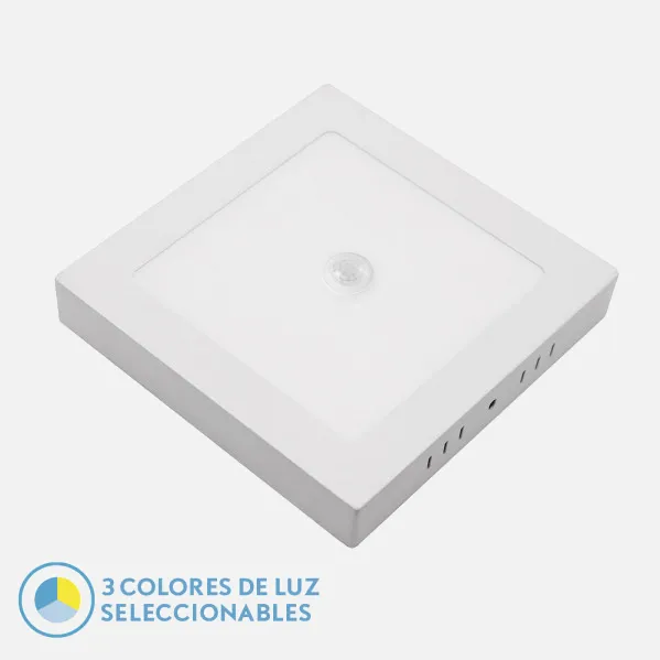 Downlight Surf. Onix 18w 3000k-4000k-6500k White 1620lm Square W/twilight motion sensor 3x22x22cm