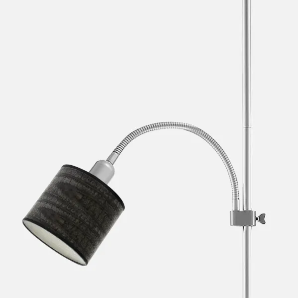 Pie De Salon Armonia 1xe27+1xe14 Plata-madera Negra C/lector 155x40x40 Cm