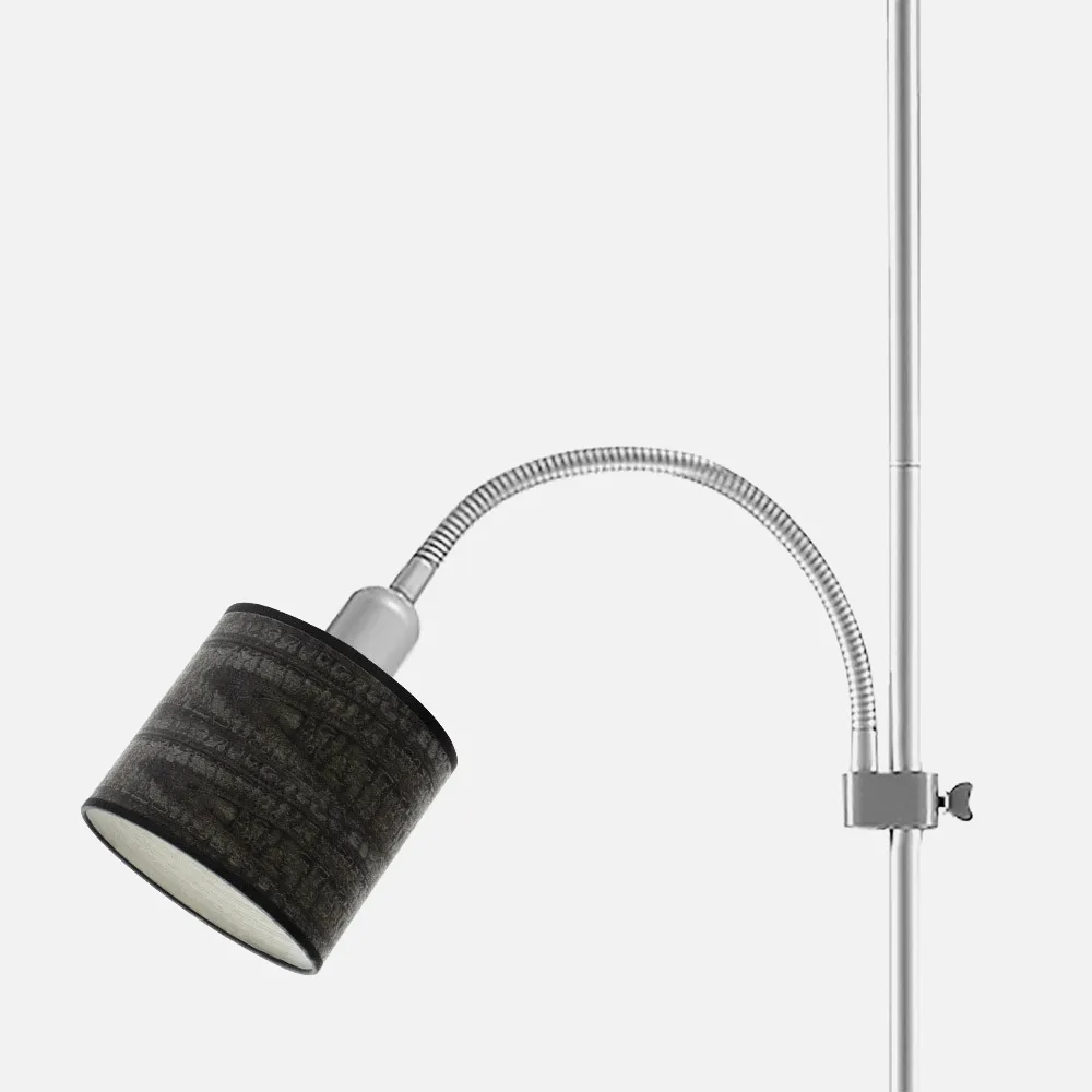 Pie De Salon Armonia 1xe27+1xe14 Plata-madera Negra C/lector 155x40x40 Cm