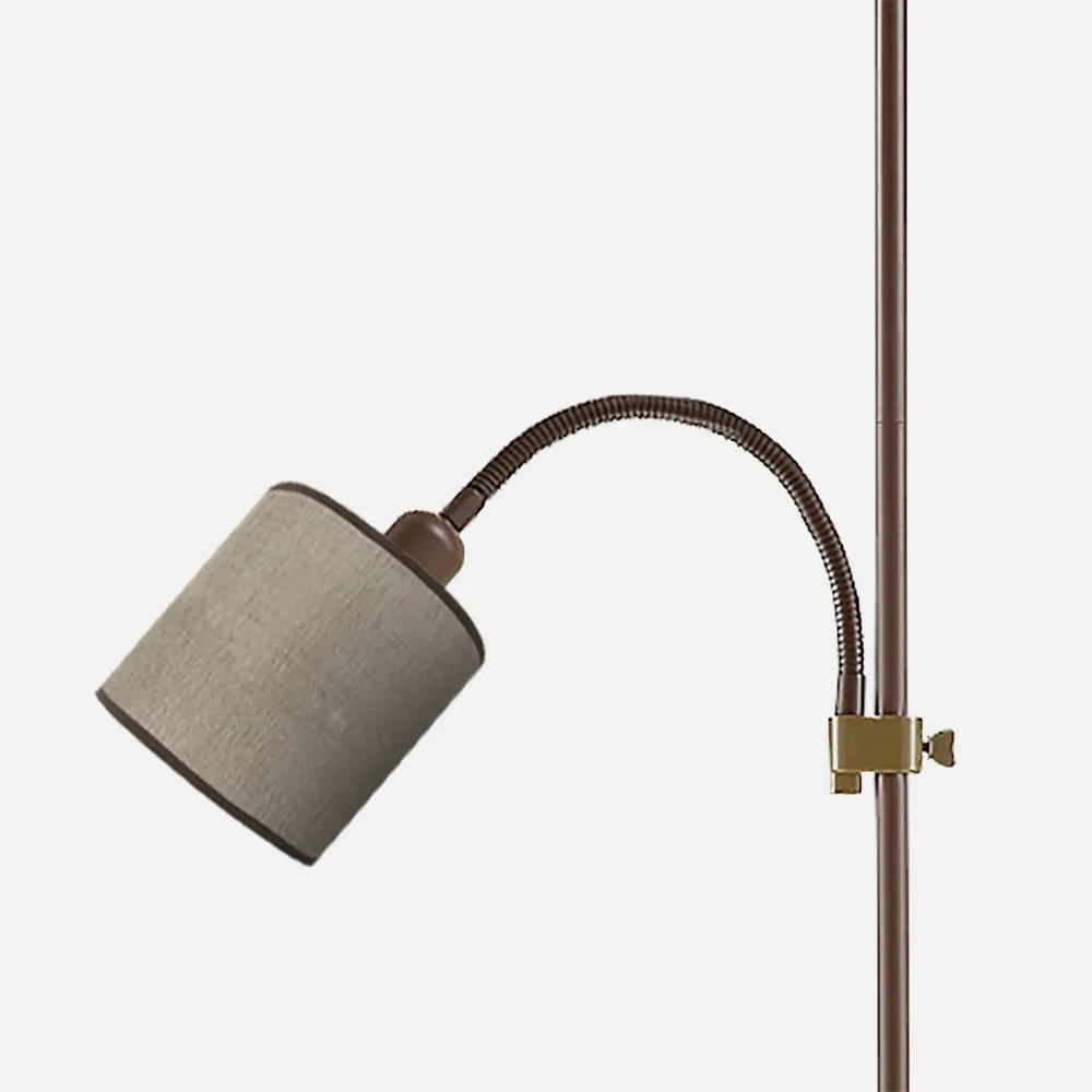 Pie De Salon Armonia 1xe27+1xe14 Marron-marron C/lector 155x40x40 Cm