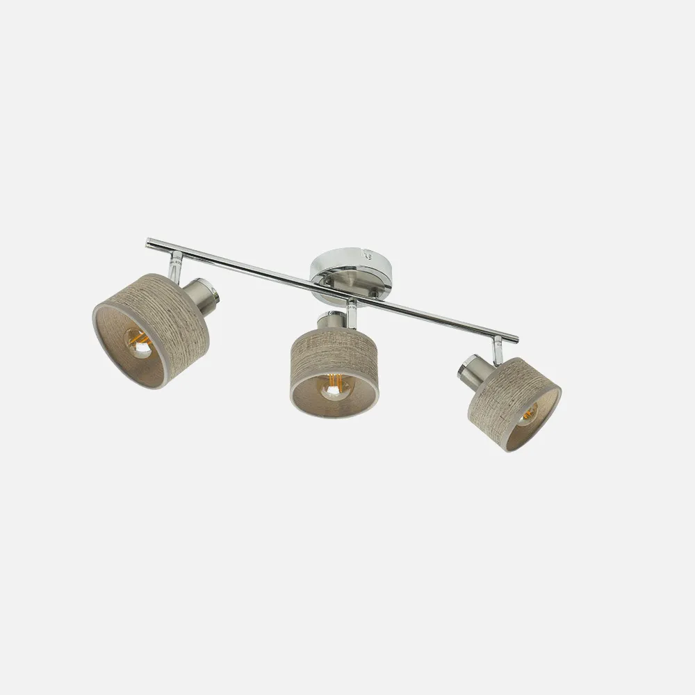 Regleta Nando 3xe14 Cromo-niquel/mad.gris  Focos Orientables 16x51x10 Cm