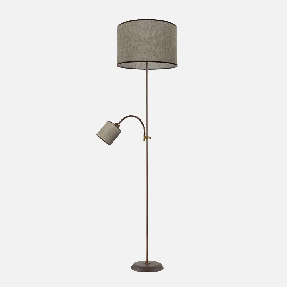 188742002 - Pie De Salon Armonia 1xe27+1xe14 Marron-marron C/lector 155x40x40 Cm