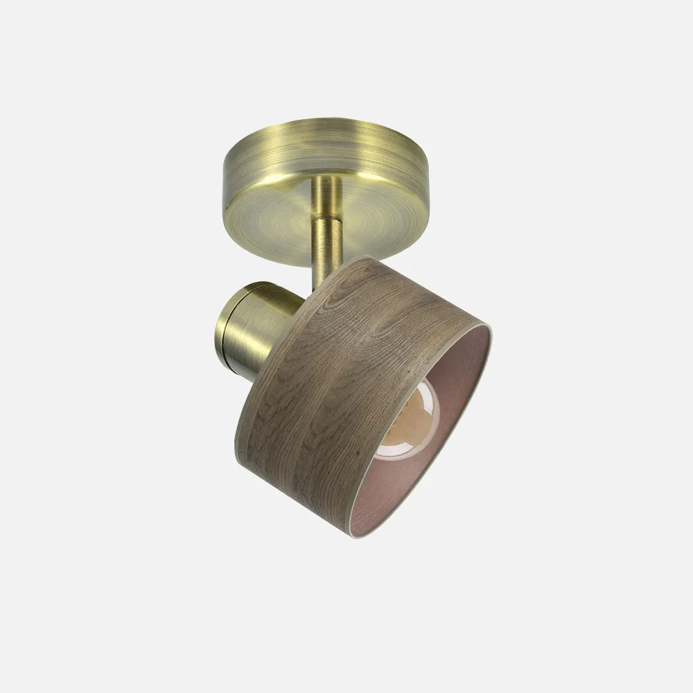 190481084 - Foco Nando 1xe14 Cuero/mad.oscura  17x12x12 Cm Orientable