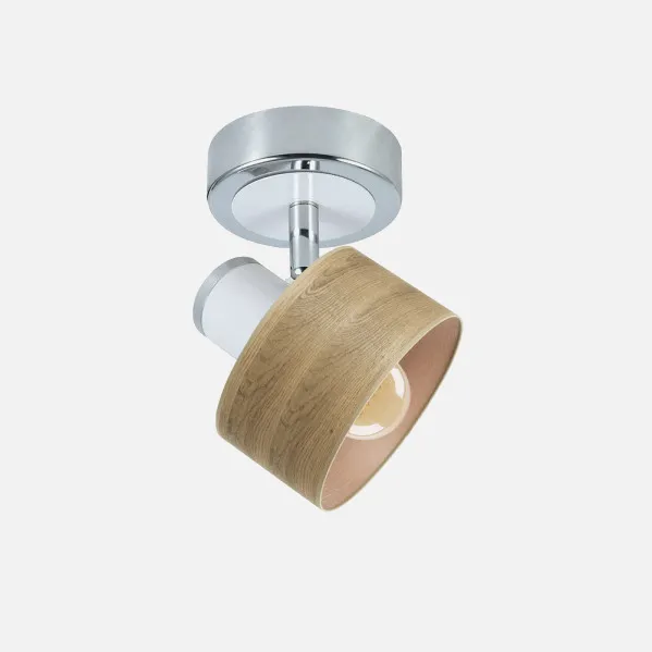 Foco Nando 1xe14 Cromo-blanco/mad.clara  17x12x12 Cm Orientable