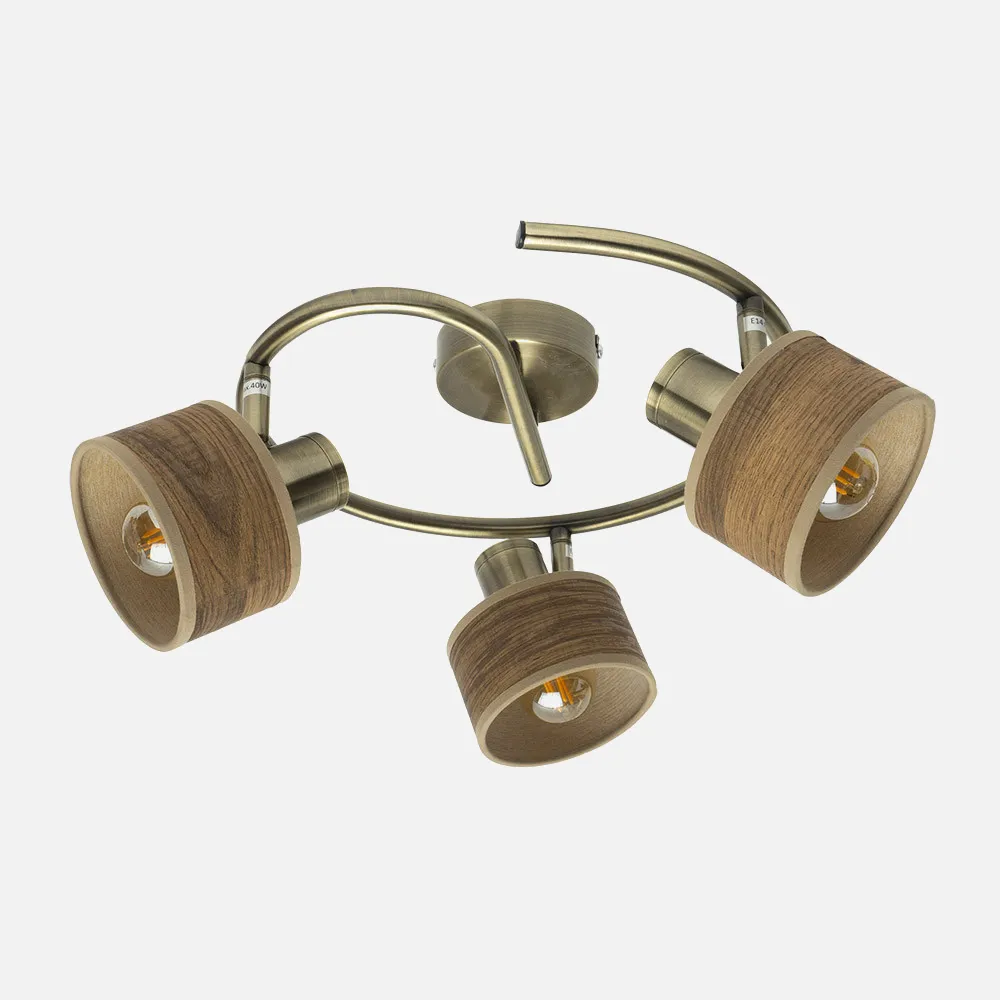 190453084 - Ceiling light Nando 3xe14 Leather/mad.Dark  Spotlights Adjustable 16x35x35 Cm