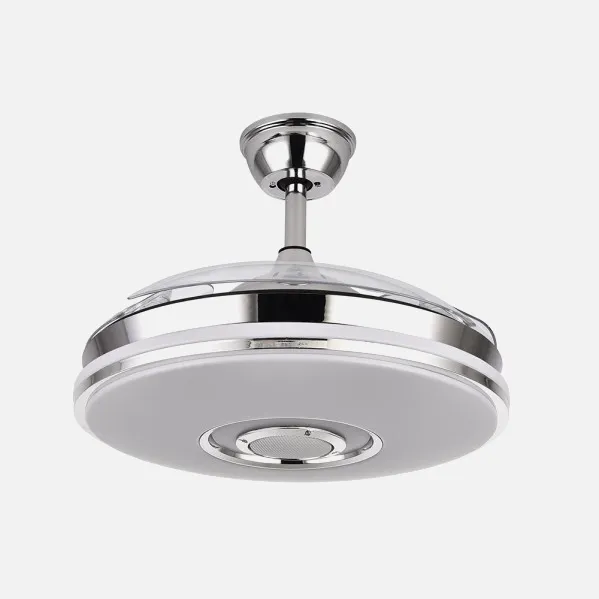 Ventilador Dc Noto 72w 6120lm Cromo 3asp.desp.108d 3 Colores+rgb Bluetooth, Remoto, Memoria Y Altavoz