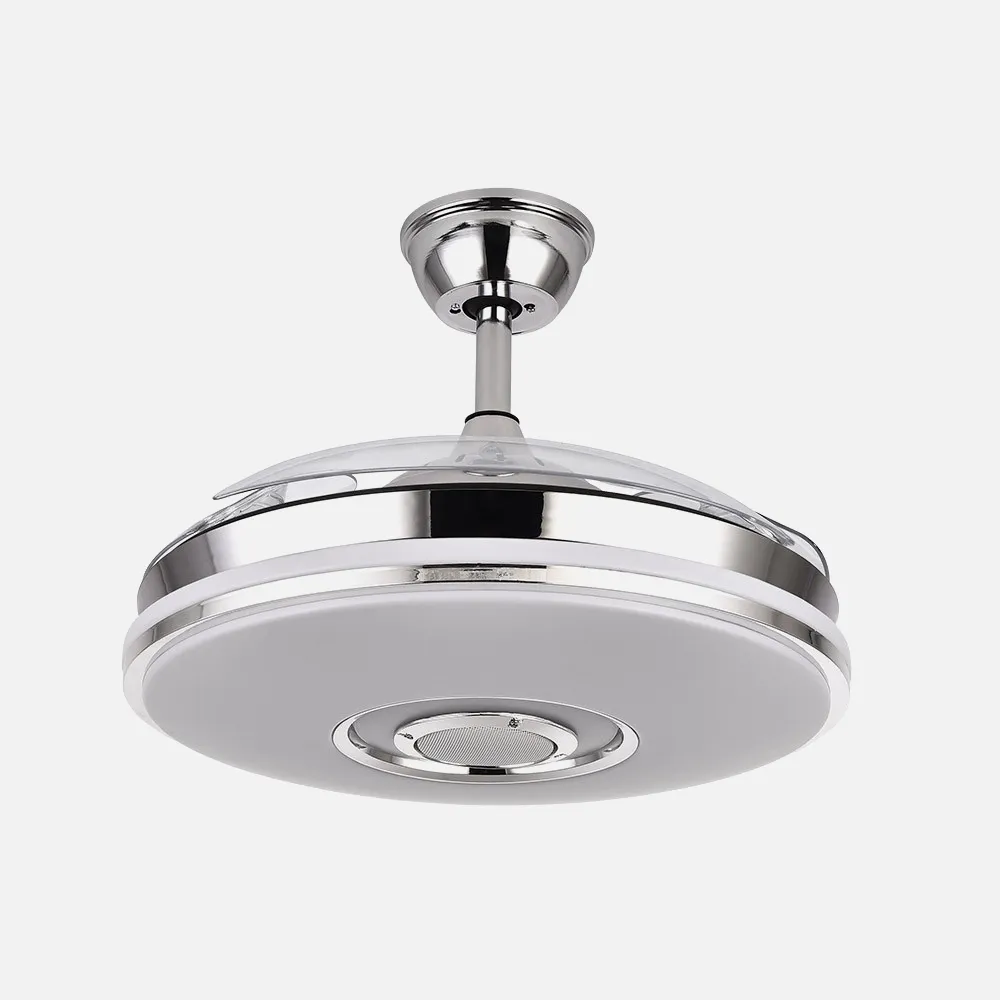 Ventilador Dc Noto 72w 6120lm Cromo 3asp.desp.108d 3 Colores+rgb Bluetooth, Remoto, Memoria Y Altavoz