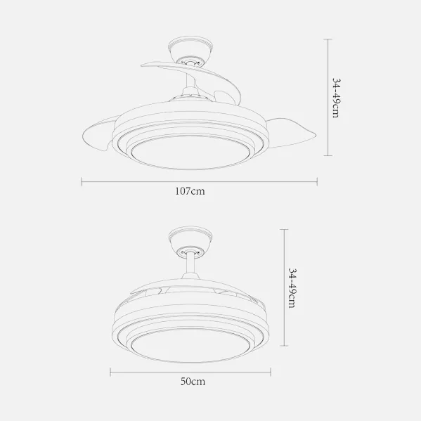 Ventilador Dc Ibe 59w 6980lm Cuero 3 Asp.desp. 107d 3000-4000-6000k Remoto, Reg.intensidad, Memoria Y Temporizador
