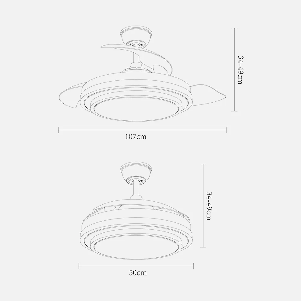 Ventilador Dc Ibe 59w 6980lm Cuero 3 Asp.desp. 107d 3000-4000-6000k Remoto, Reg.intensidad, Memoria Y Temporizador