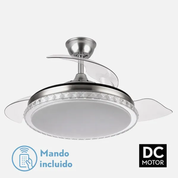 Ventilador Biliku 72w 6120lm Niquel 3asp.desp.108d 3000-4000-6000k Remoto, Memoria Y Temporizador