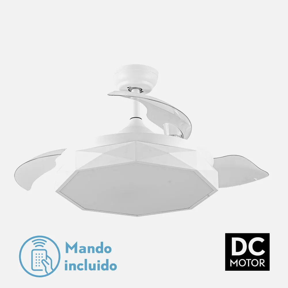 Ventilador  DC Nashi 72w Blanco 3 Asp.desp. 107d 3000-4000-6000k Remoto+memoria+temporizador