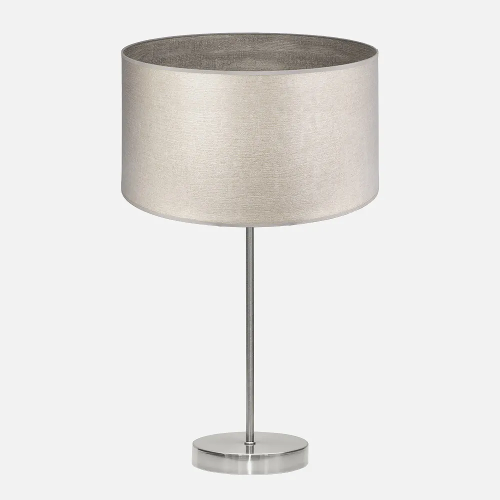 188371183 - Sobremesa Alto Tania 1xe27 Niquel/madera Gris 62x30x30 Cm
