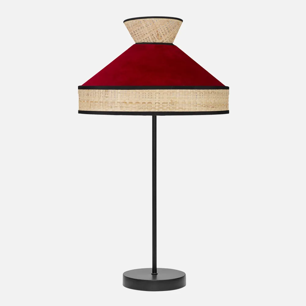179971107 - Sobremesa Alto Fabrizio 1xe27 Natural/rojo 61x30x30 Cm