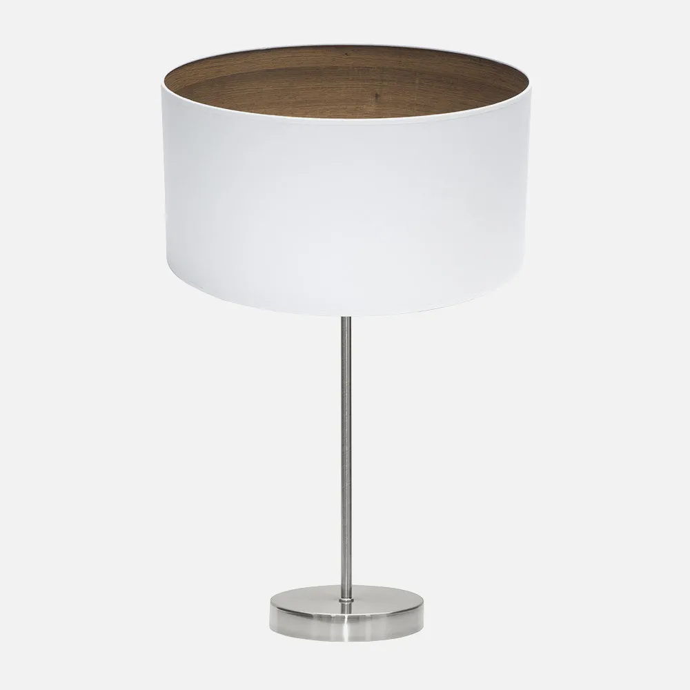 189171184 - Sobremesa Tatiana 1xe27 Niquel/blanco-mad.Oscura 63x30x30 Cm