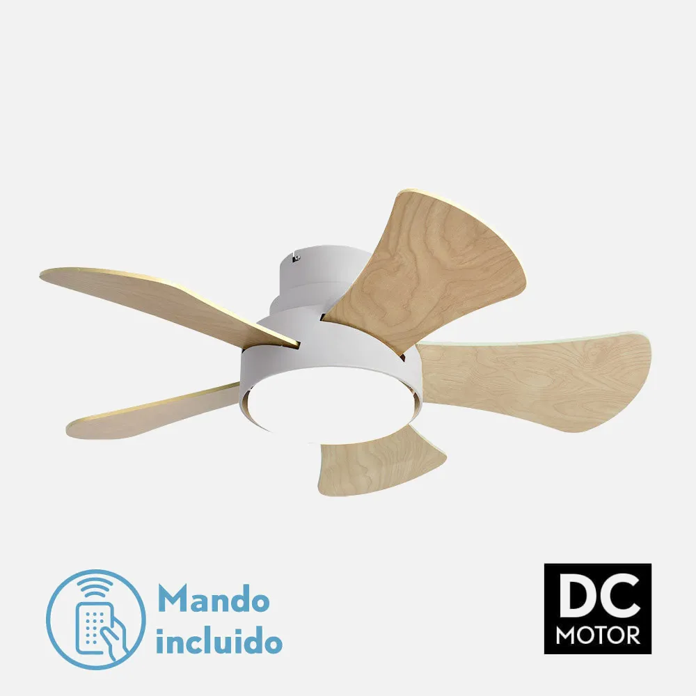 180891501 - Ventilador 25w Dc Blanco Gregario 5 Aspas Rev.  Blanca/haya 6 Vel. 3000-4000-6000k 82D Remoto,memoria y Temporizador