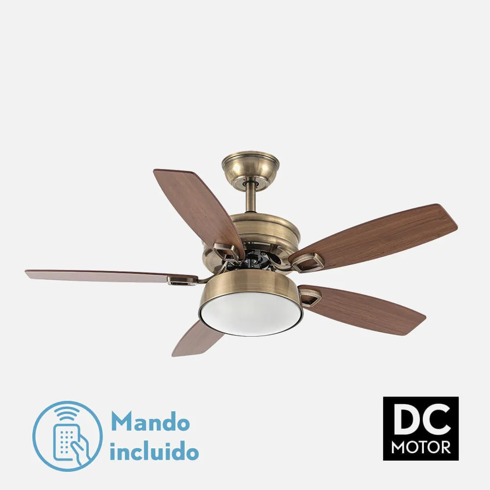 181891536 - Ventilador 30w Dc Braw Cuero 5 Aspas Nogal/roble  6 Vel. 3 Colores 106,7d C/remoto, Memoria Y Temporizador 2850lm