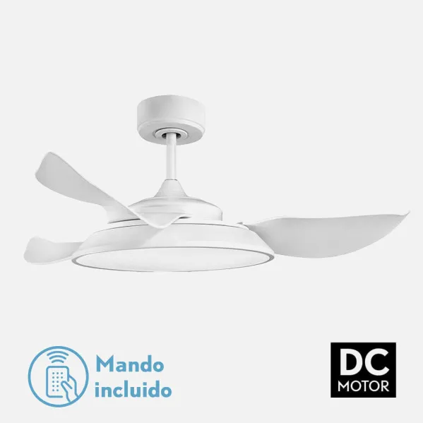 Ventilador Dc Sierra 40w Blanco 3 Aspas 107d 4400lm 6vel 3000-4000-6500k Remoto,memoria,temporizador