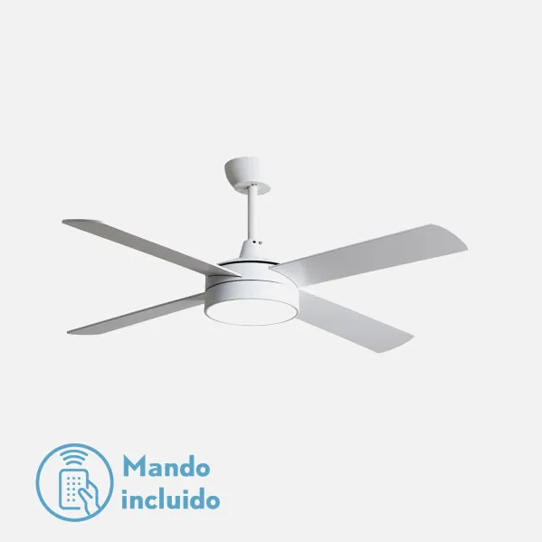 Ventilador Dc Nevery 26w Blanco 4aspas Blanco/haya 122d 2950lm 3000k,4000k,6000k Remoto-temporizador-memoria 24