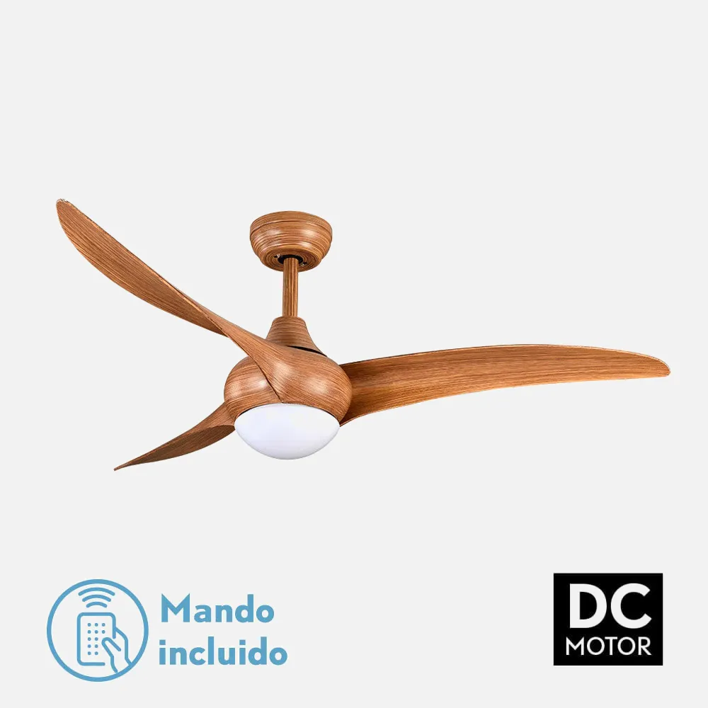 Ventilador Dc Canea 24w Marron 3 Aspas 6 Velocidades 134d 3000-4500-6000k C/remoto, Memoria Y Temporizador 2424lm