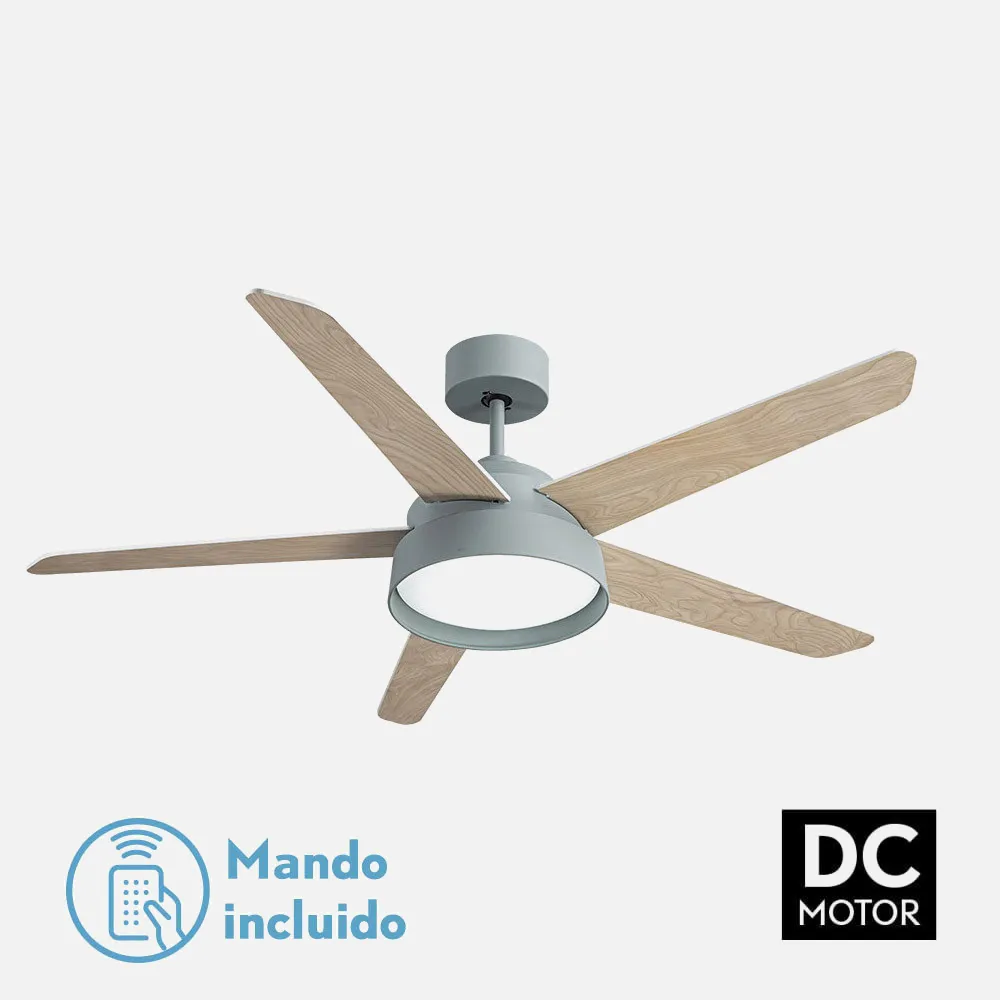 180791506 - Ventilador 25w Dc Verde Lebeche 5 Aspas Rev.  Blanca/haya 6 Vel. 3000-4000-6000k 132d Remoto,memoria Y Temporizador