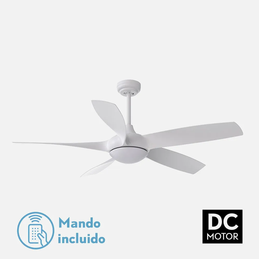 Ventilador Dc 24w Galleo Blanco 5 Aspas 137d 2400lm 6 velocidades 3000-4000-6500k C/remoto,memoria Y Temporizador