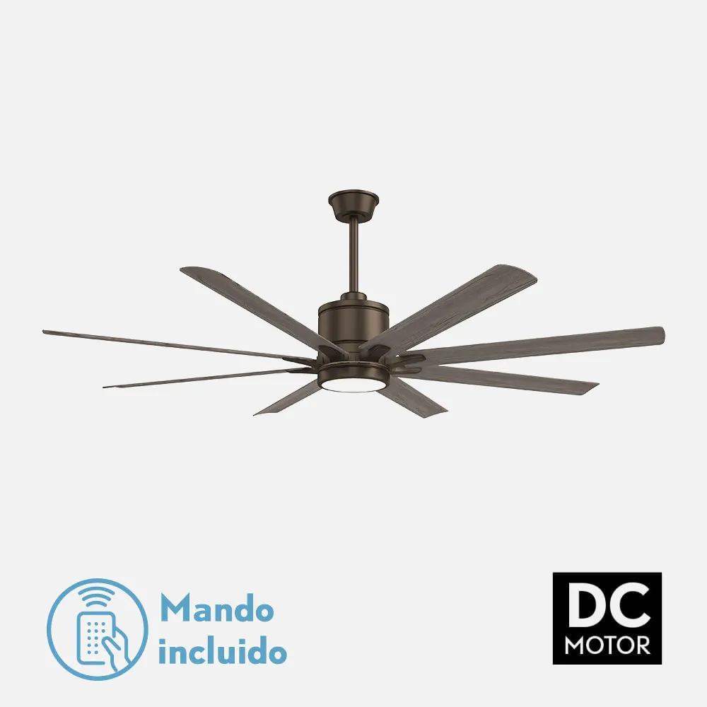 Ventilador Dc Einar 24w 2950lm Marron 8 Aspas Roble  3000-4000-6000k 167d Remoto, Memoria Y Temporizador
