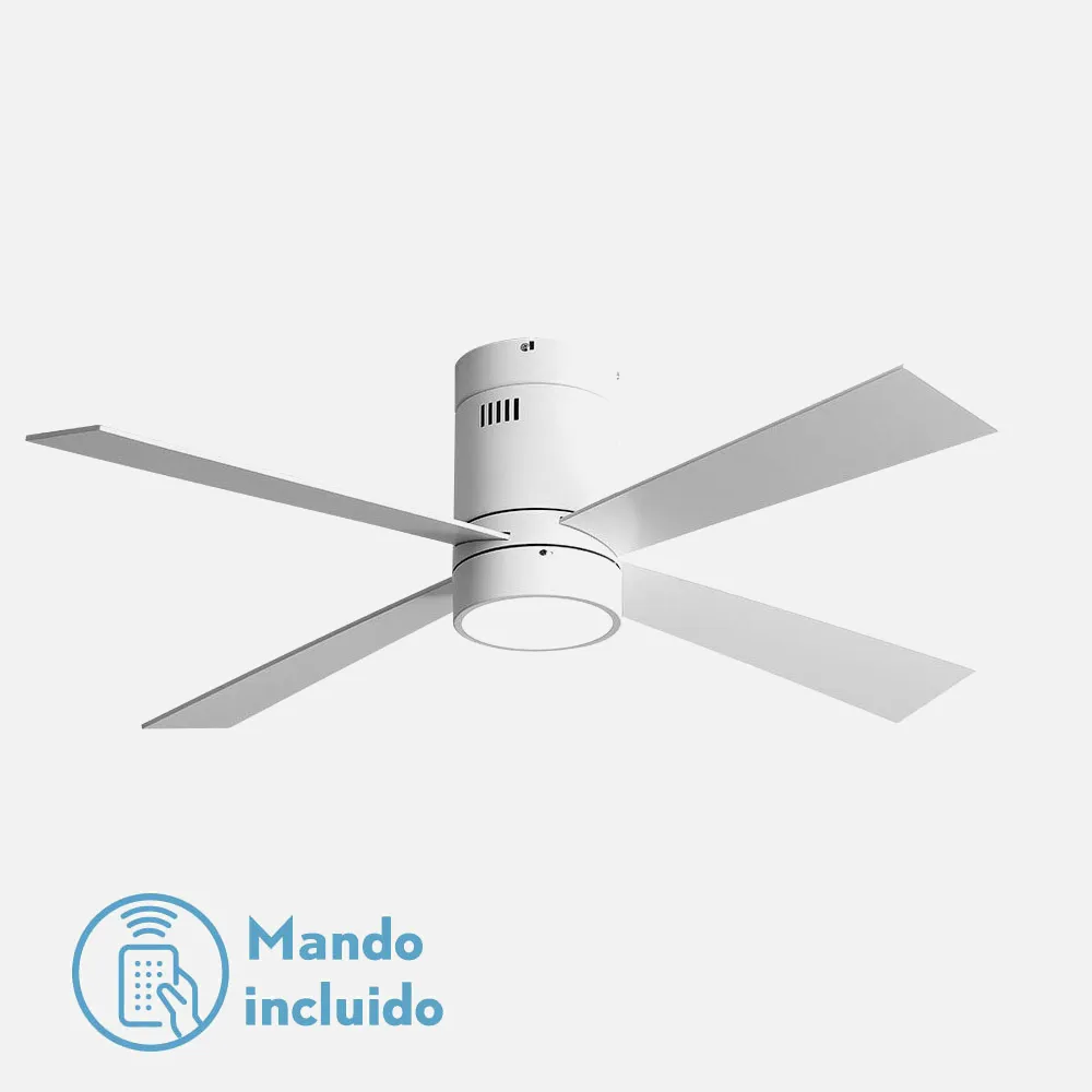 Ventilador 18w Barine Blanco 4 Aspas Blanca/haya 3 Velocid. C/remoto Temporizador 122 D