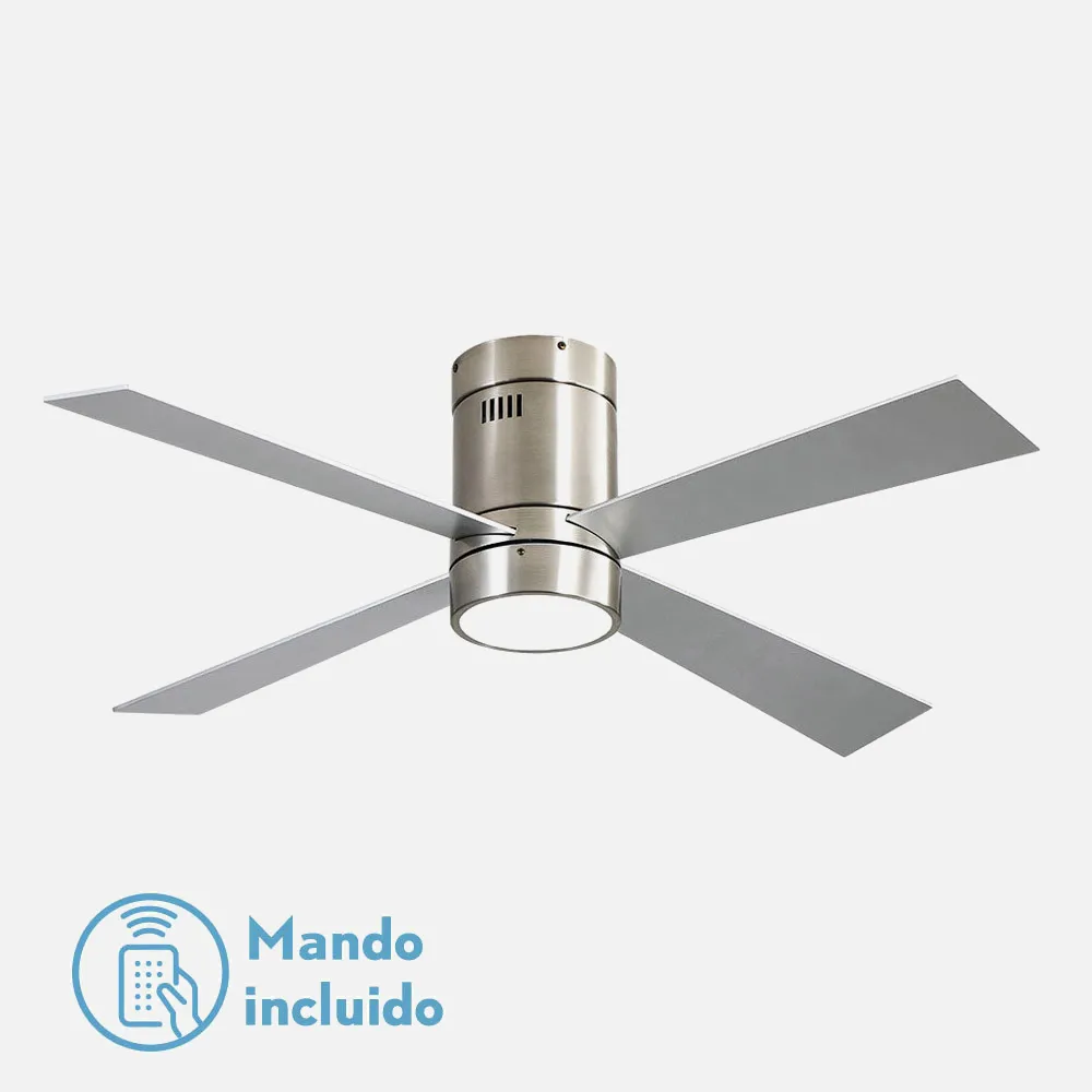 Ventilador 18w Barine Niquel 4 Aspas Haya/plata   3 Velocid. C/remoto Temporizador 122 D