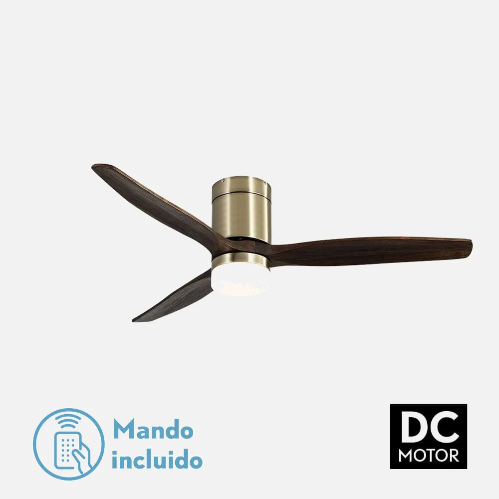 128291364 - Ventil 20w Dc Aguilon Cuero 3 Aspas Roble 6 Velocidades C/remoto, Reg. Intensidad, Temporizador 30,5x132x132 Cm