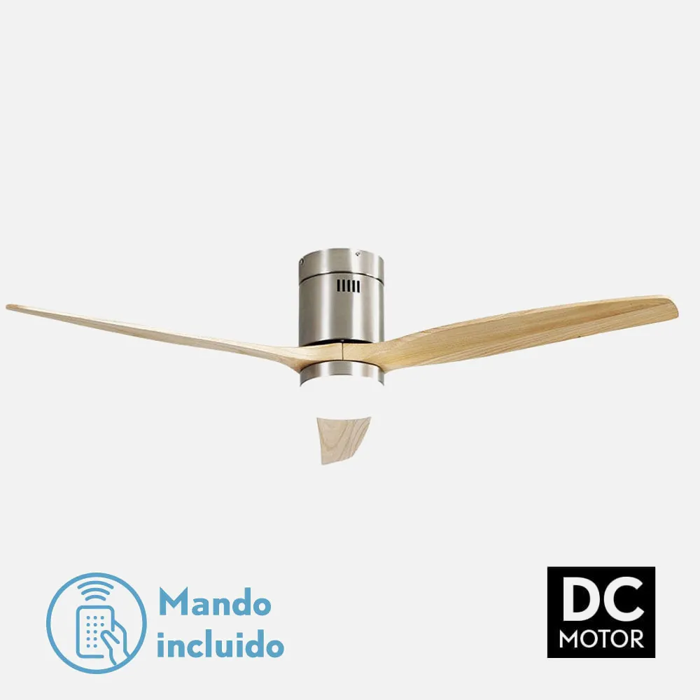 128291342 - Ventil 20w Dc Aguilon Niquel 3 Aspas Haya 6 Velocidades C/remoto, Reg Intensidad,  Temporizador 30,5x132x132 Cm