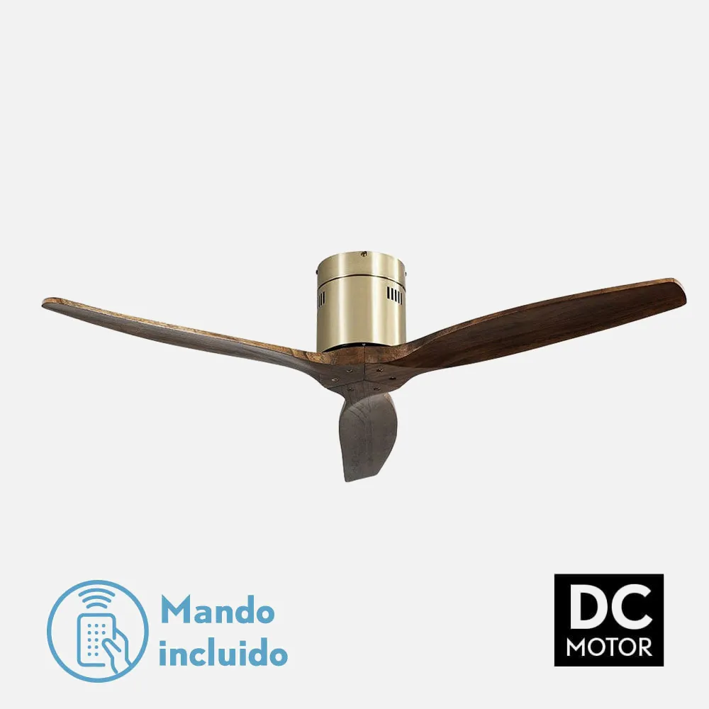 128290364 - Ventilador Dc Aguilon Cuero 3 Aspas Roble 6 Velocidades Sin Luz Remoto Y Temporiz.132d