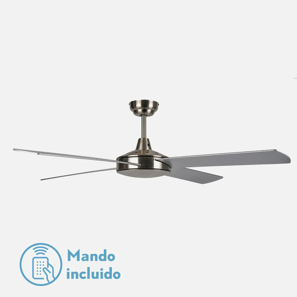 Ventilador Ostro Sin Luz Niquel 4 Aspas Reversible Niquel/plata 132 D C/remoto