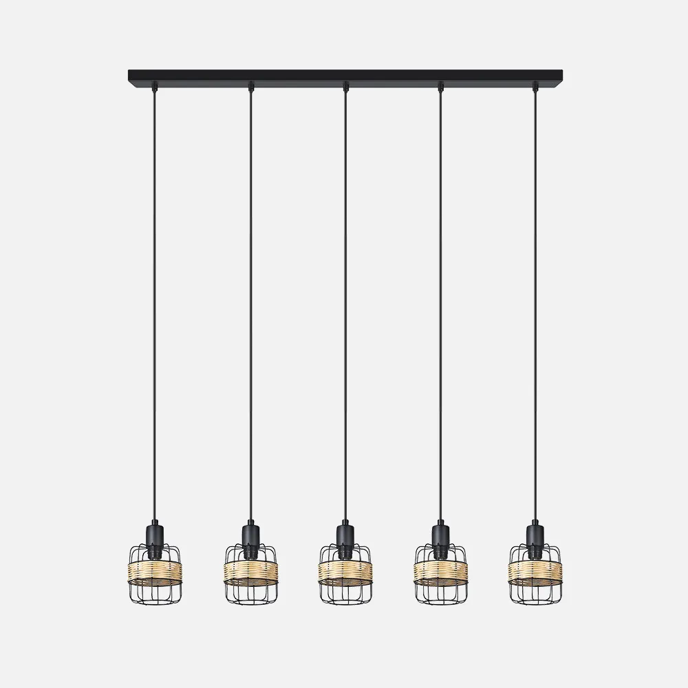 190595009 - Batten light Zenda 5xe14 Forges/rattan Regx94x10 Cm