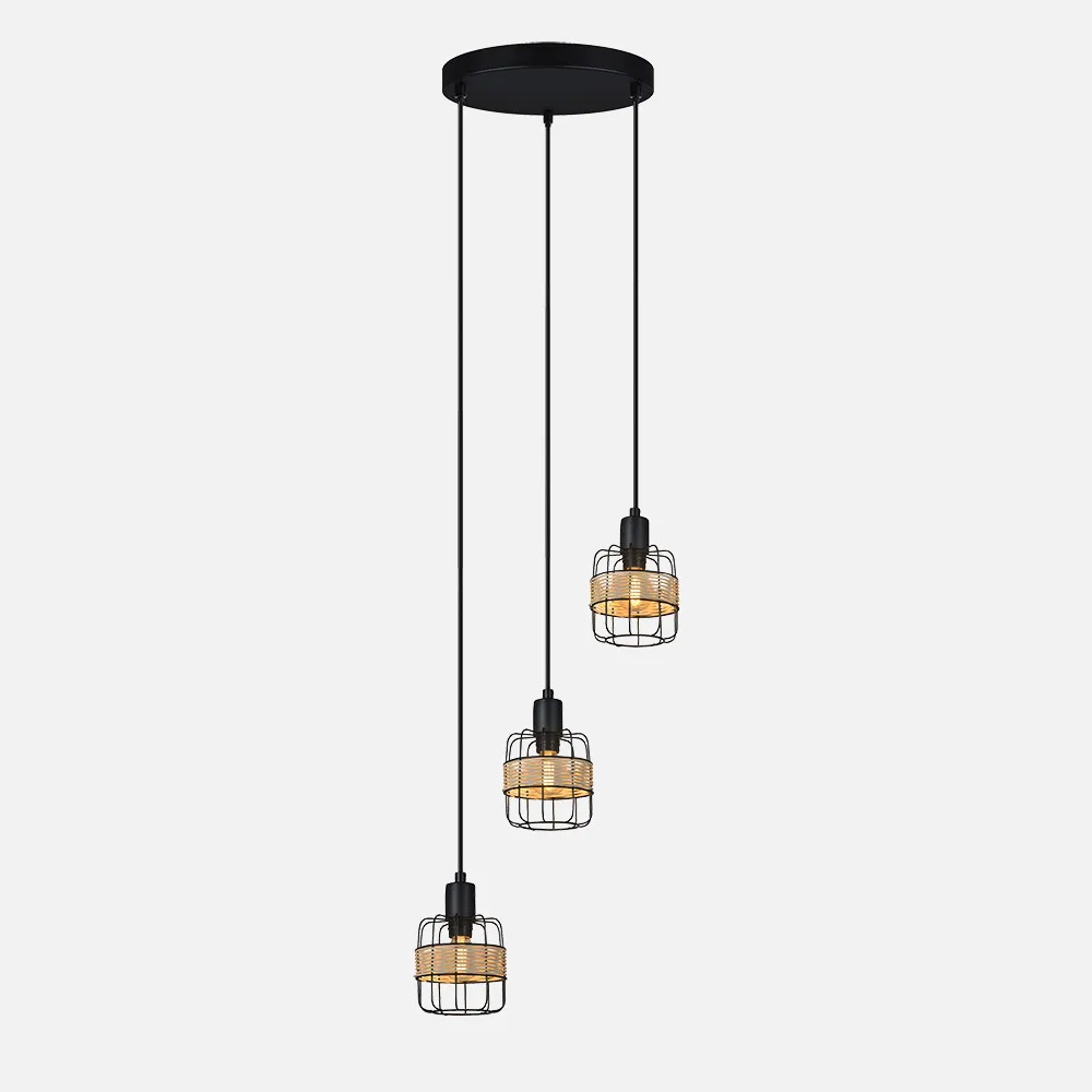 190583009 - Plafon Zenda 3xe14 Forja/ratan Regx25x33 Cm