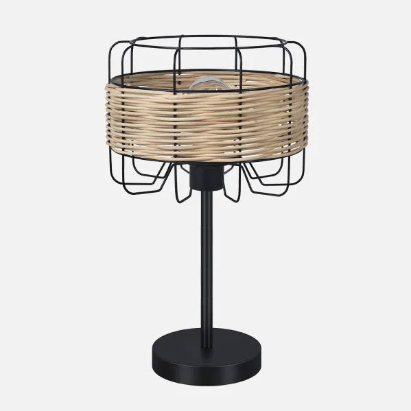 Sobremesa Zenda 1xe27 Forja/ratan 44x25x25 Cm