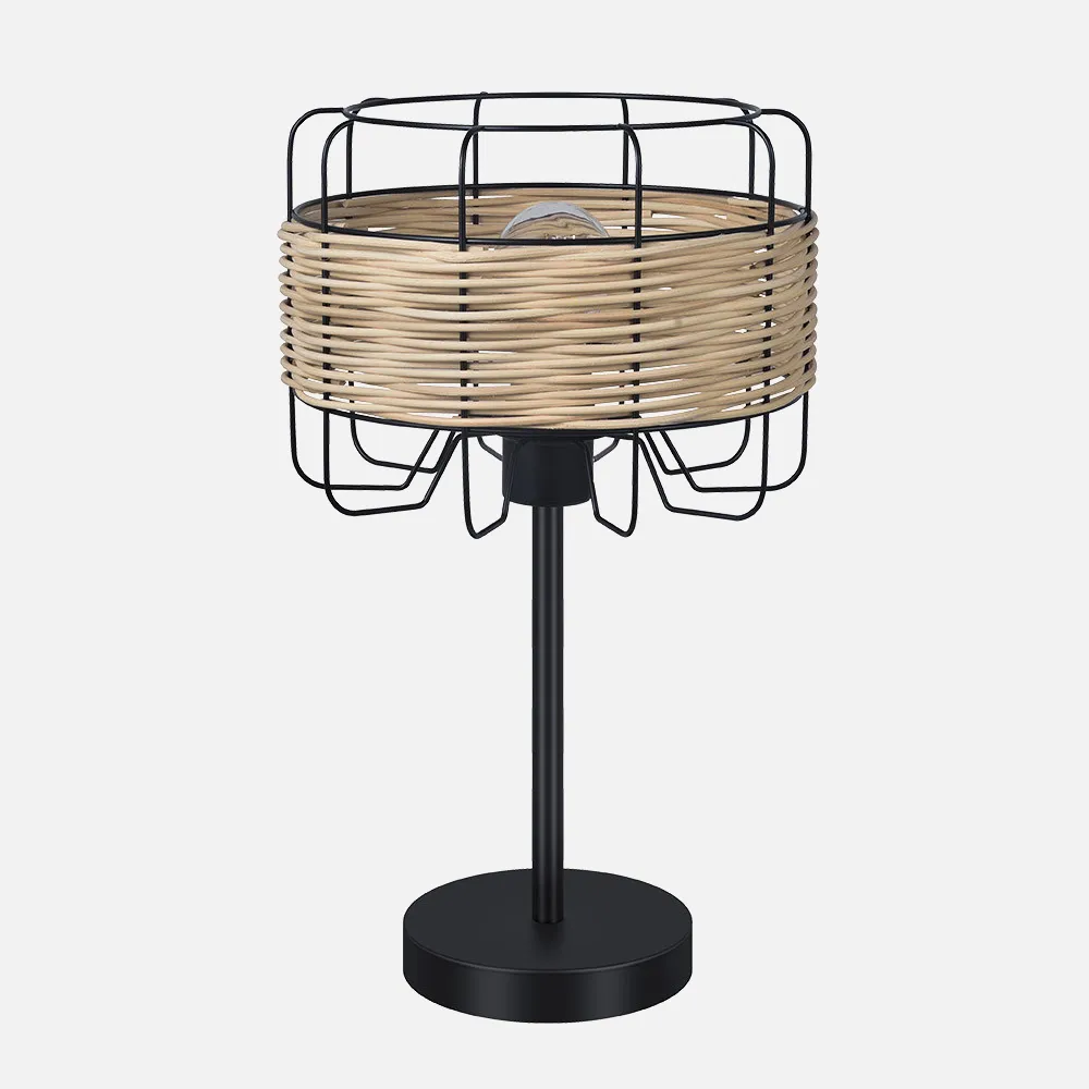 Sobremesa Zenda 1xe27 Forja/ratan 44x25x25 Cm