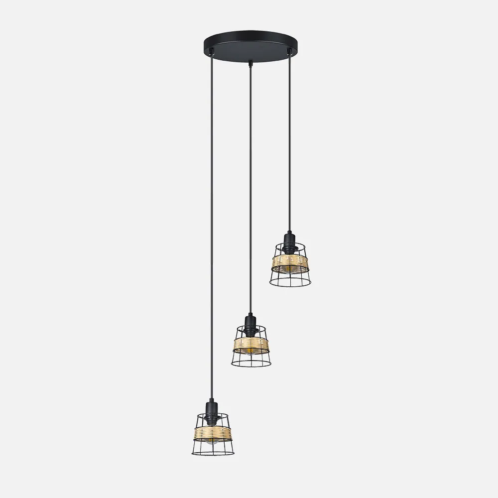 190683009 - Ceiling light Burano 3xe14 Forges/rattan Regx25x33 Cm