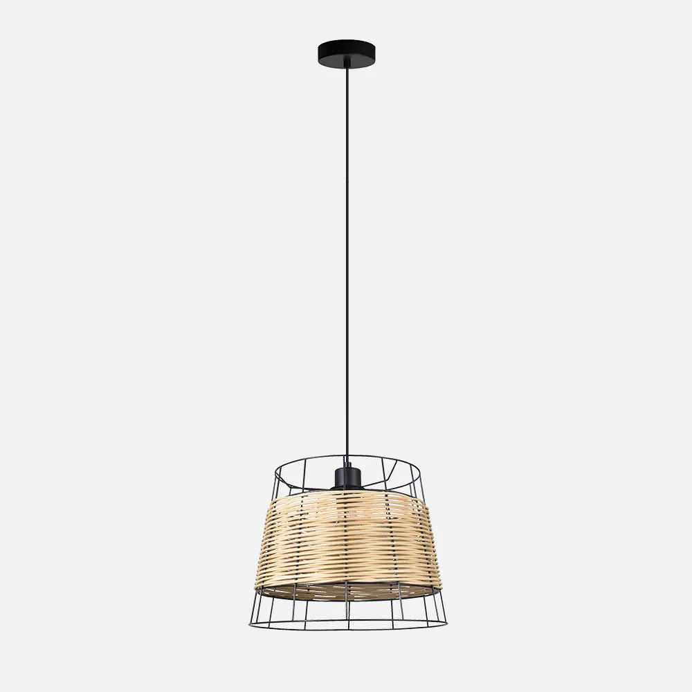 190693209 - Pendant light Burano 1xe27 Forges/rattan Regx32x32 Cm